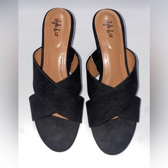 Style&Co Women Patricia Black Kitten Heel Slides 8M - Picture 5 of 7